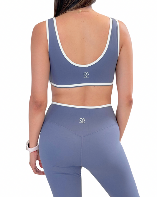 Legging deportivo gris con línea blanca - Edge