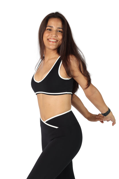 Legging deportivo negro con línea blanca - Edge