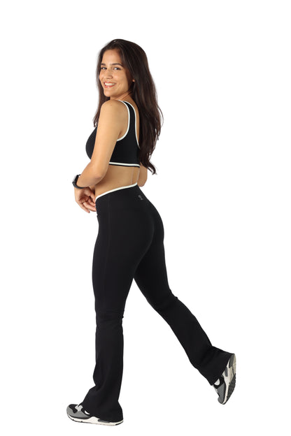 Legging deportivo negro con línea blanca - Edge