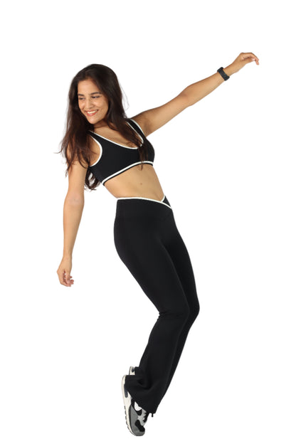 Legging deportivo negro con línea blanca - Edge